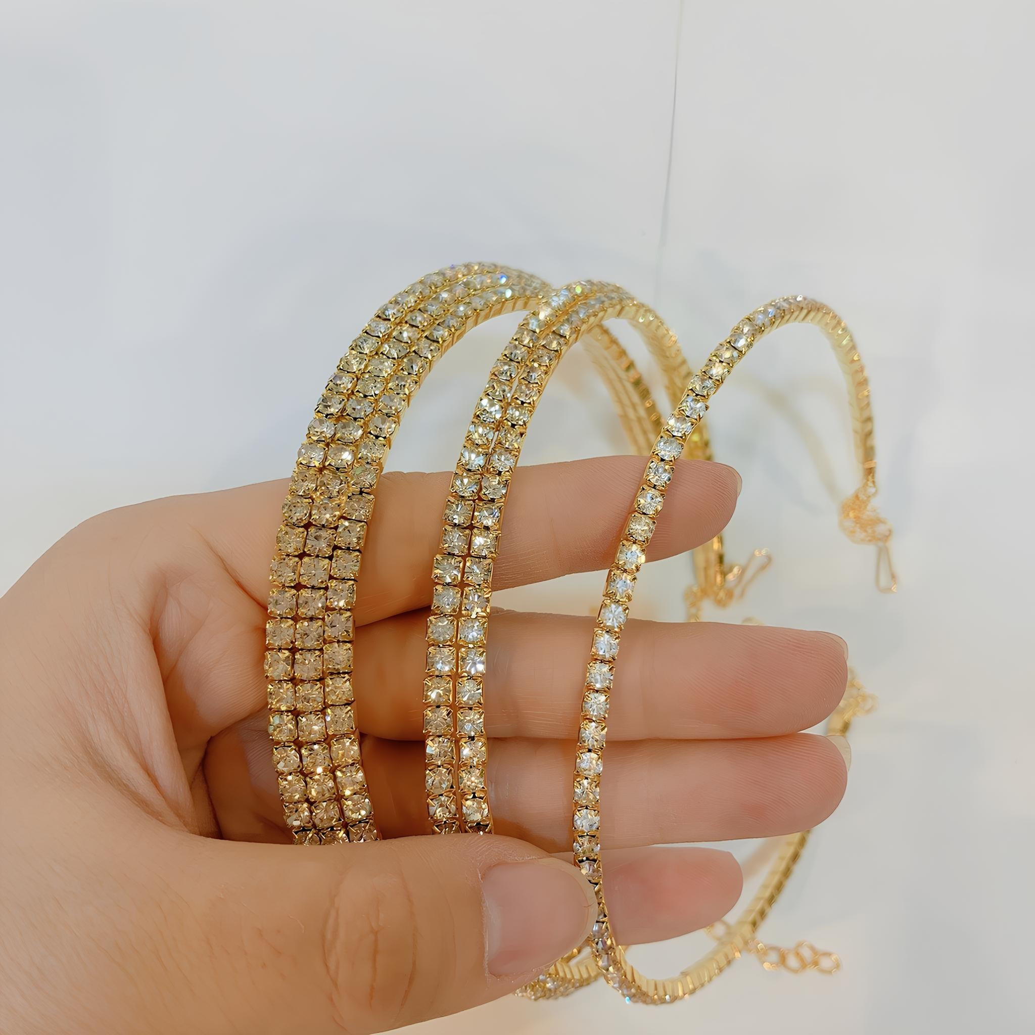 Colar de Strass Luxo em Camadas | Compre 1 leve 2 | Elegância e Sofisticação para Festas