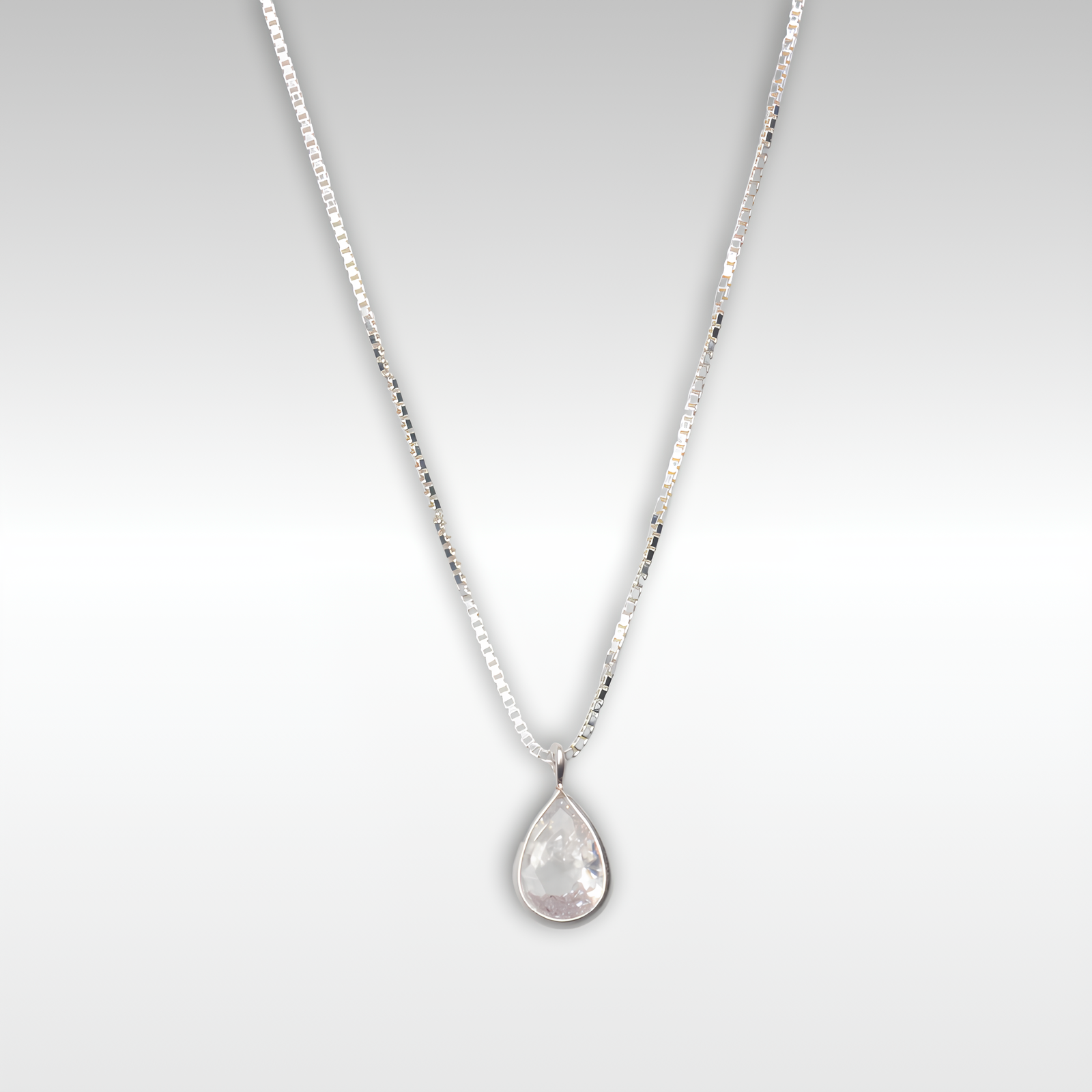 Colar Ponto de Luz Gota em Prata 925 – Corrente Veneziana Elegante e Delicada