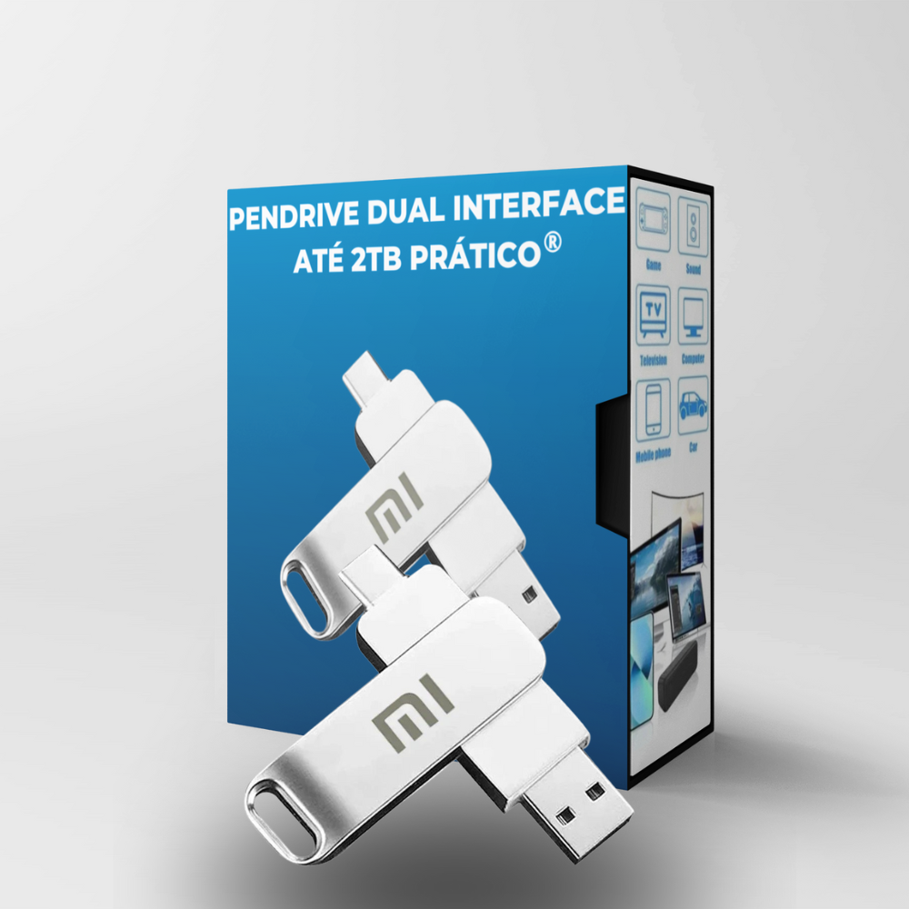 Pendrive Dual Interface de até 2TB Prático + Chaveiro de Brinde