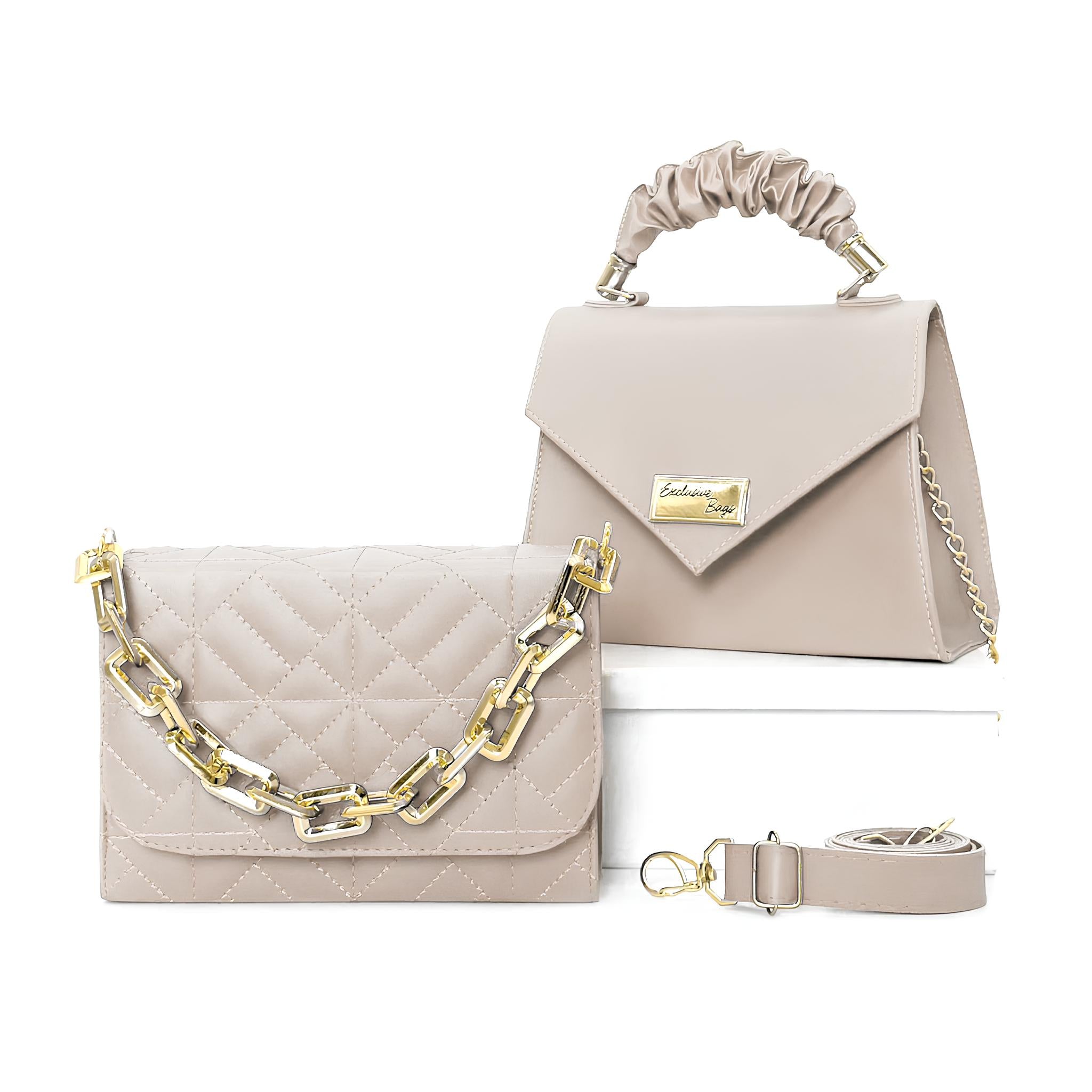 Conjunto de Bolsas Femininas Tiracolo e de Mão em Couro Vegano