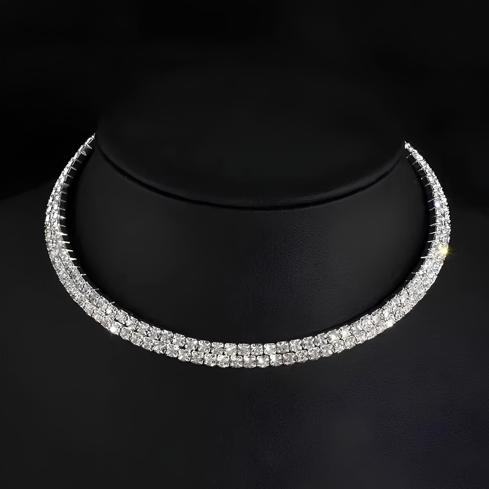 Colar de Strass Luxo em Camadas | Compre 1 leve 2 | Elegância e Sofisticação para Festas