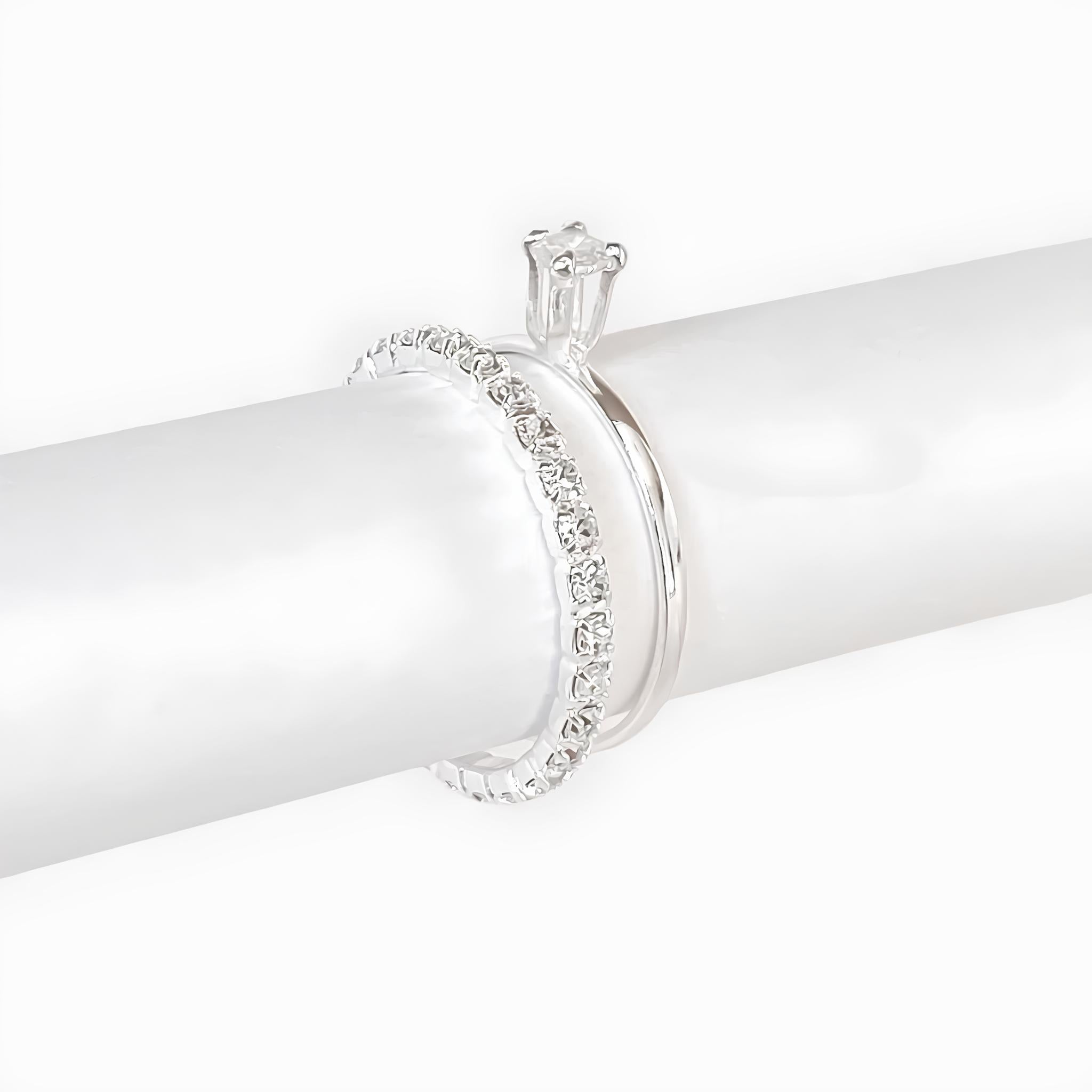 Kit Anel Solitário e Aparador Banhado a Ouro 18K ou Prata 925 – Joia Luxuosa e Sofisticada