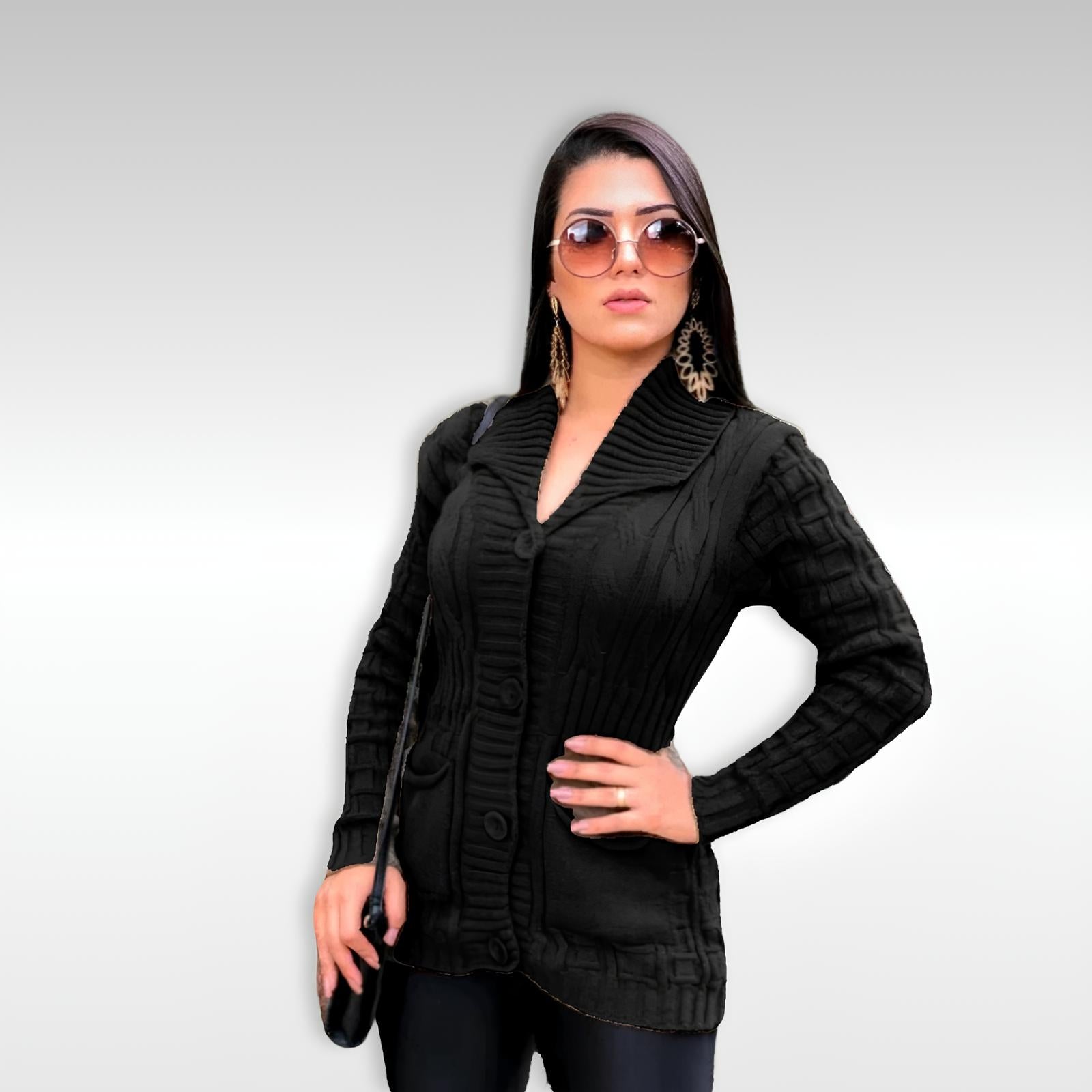 Casaco de Lã Feminino Élise – Longo, Quentinho e Sofisticado para o Inverno | Rivale