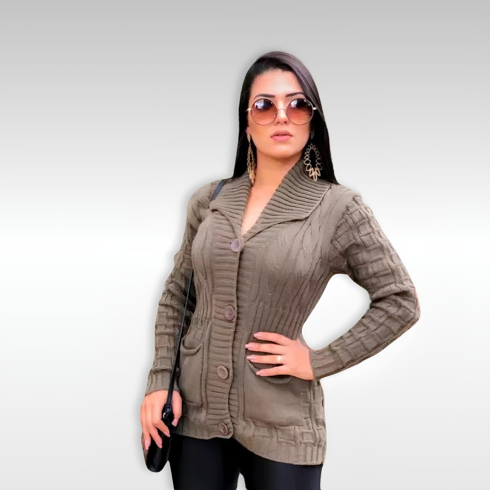 Casaco de Lã Feminino Élise – Longo, Quentinho e Sofisticado para o Inverno | Rivale