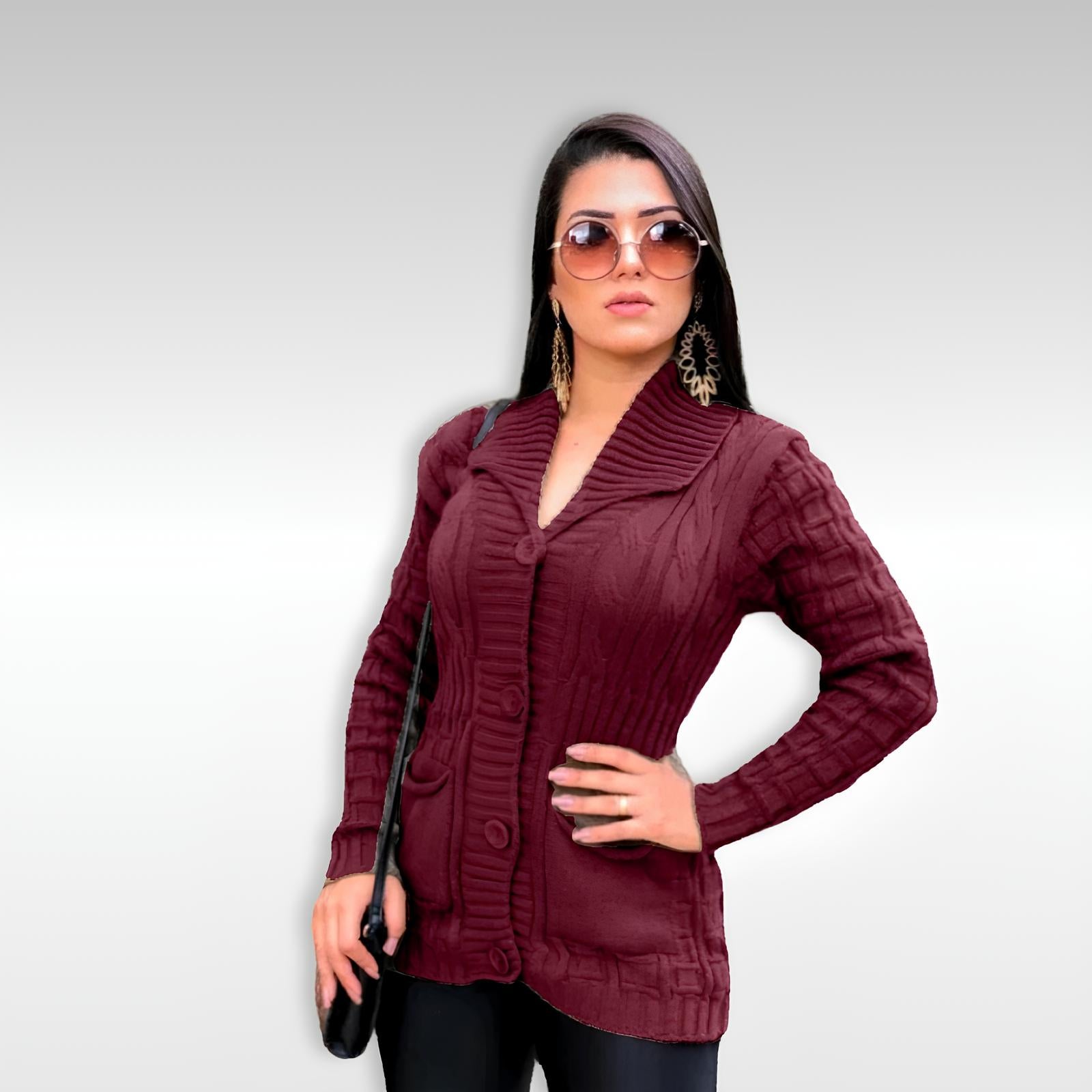 Casaco de Lã Feminino Élise – Longo, Quentinho e Sofisticado para o Inverno | Rivale